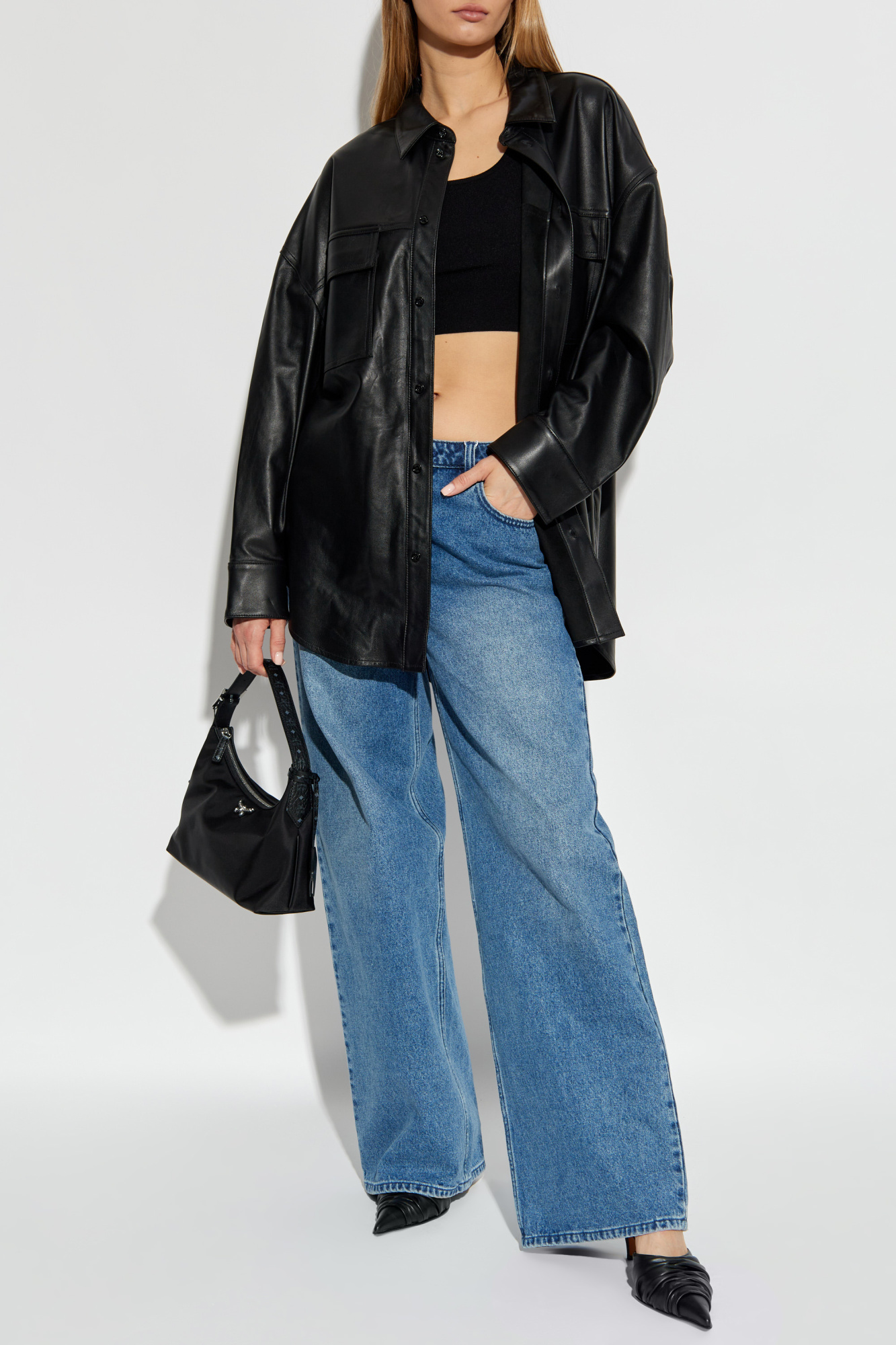 即完売Leather like shirt JK/ジャケット SHINYAKOZUKA [ MAC SHIRT-ISH JK ] BLACK | ロイド・エフ